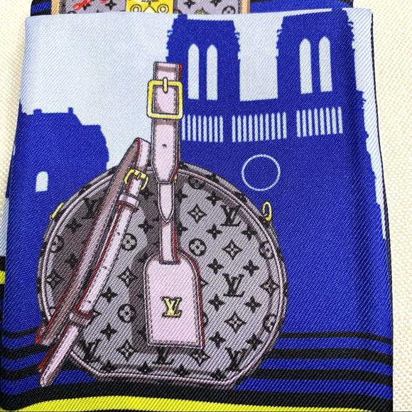 Louis Vuitton skyline blue scarf bandeau - Picture 13 of 14